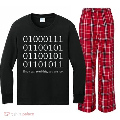 Binary Code Funny Computer Science Programmer Coding Kids Long Sleeve Plaid Pajama Set