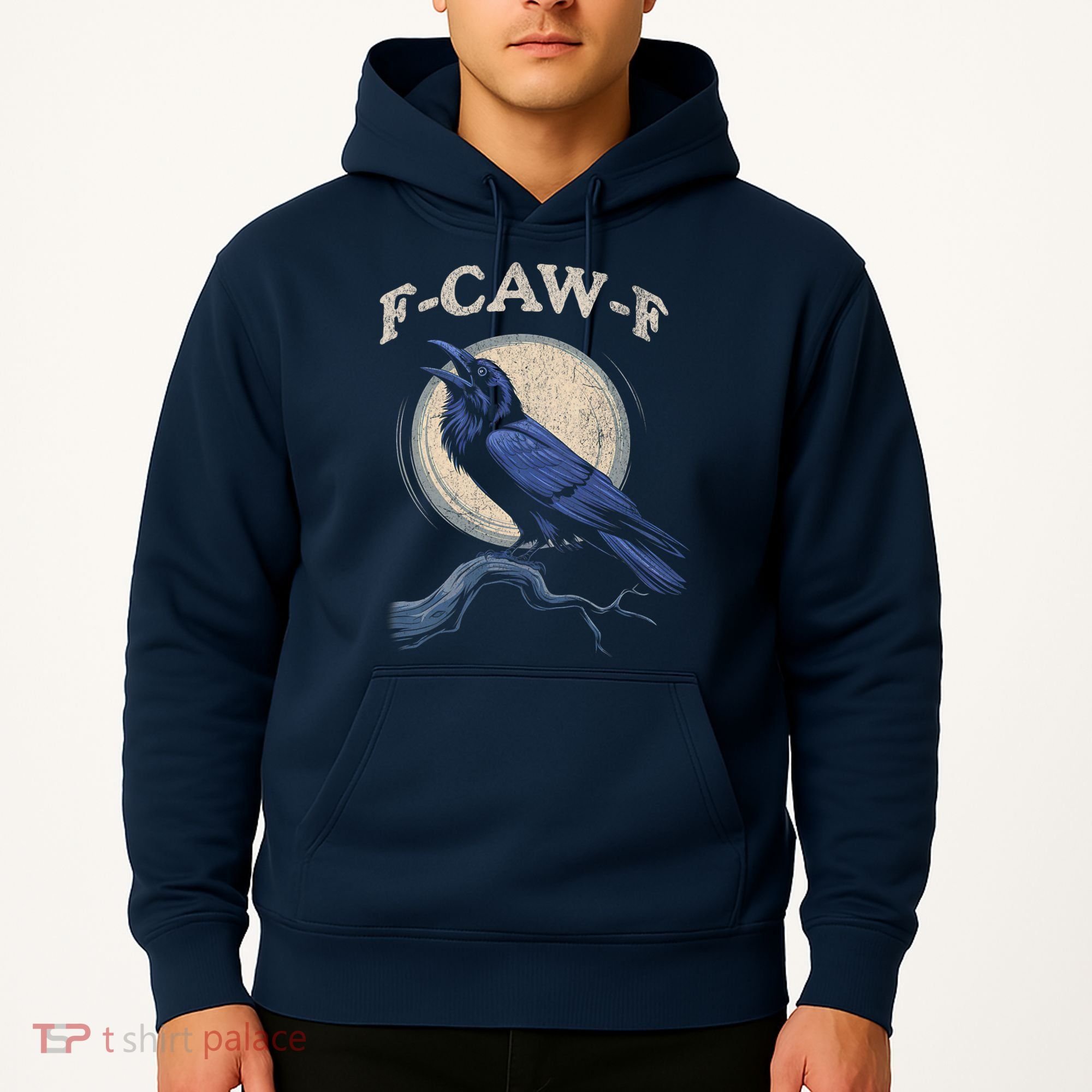 Black Crow F-Caw-F Funny Bird Moon Hoodie