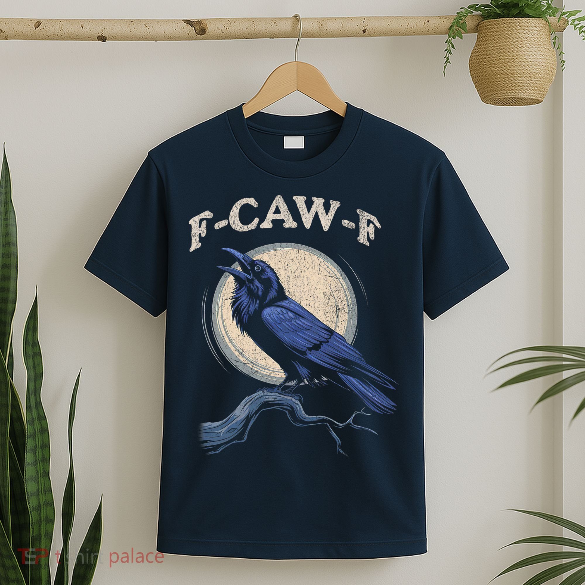 Black Crow F-Caw-F Funny Bird Moon T-Shirt