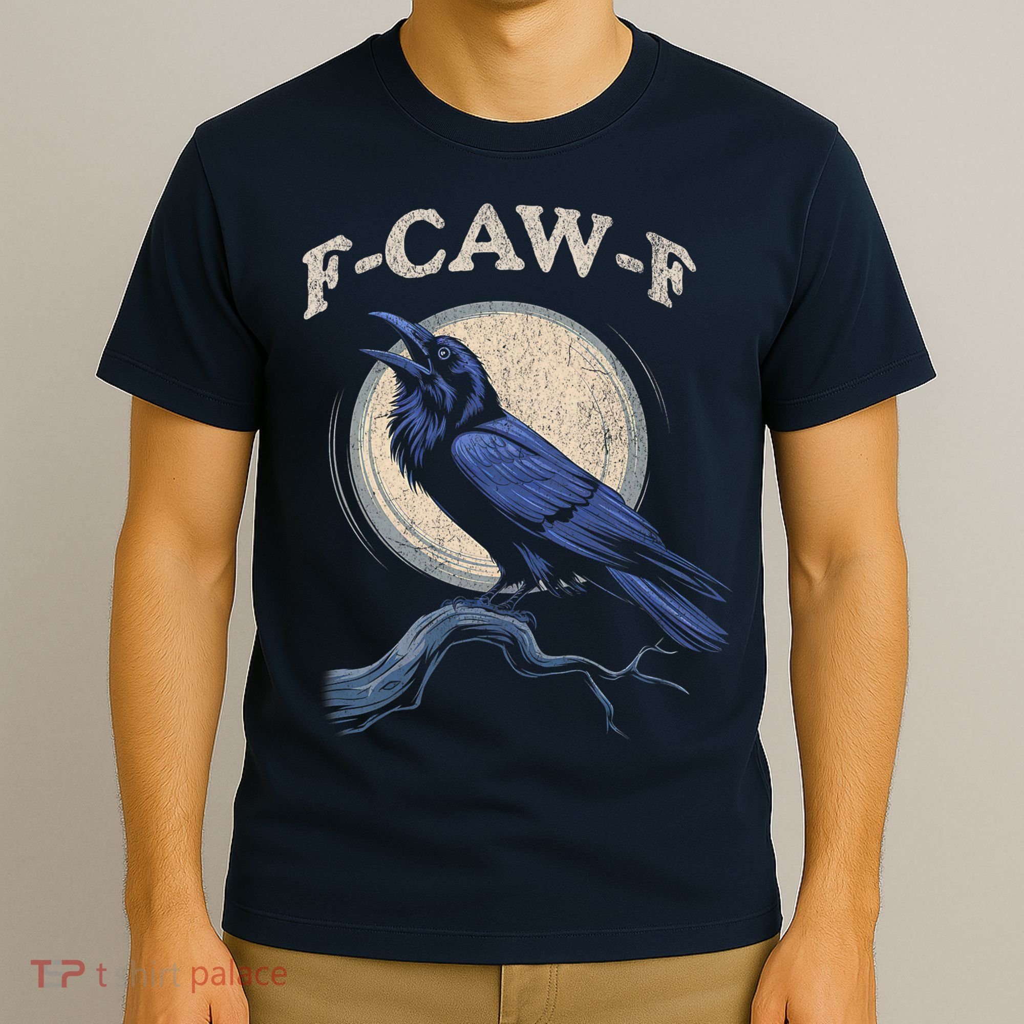 Black Crow F-Caw-F Funny Bird Moon T-Shirt