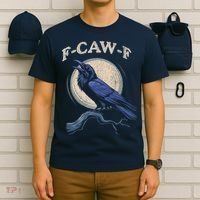 Black Crow F-Caw-F Funny Bird Moon T-Shirt thumb 6