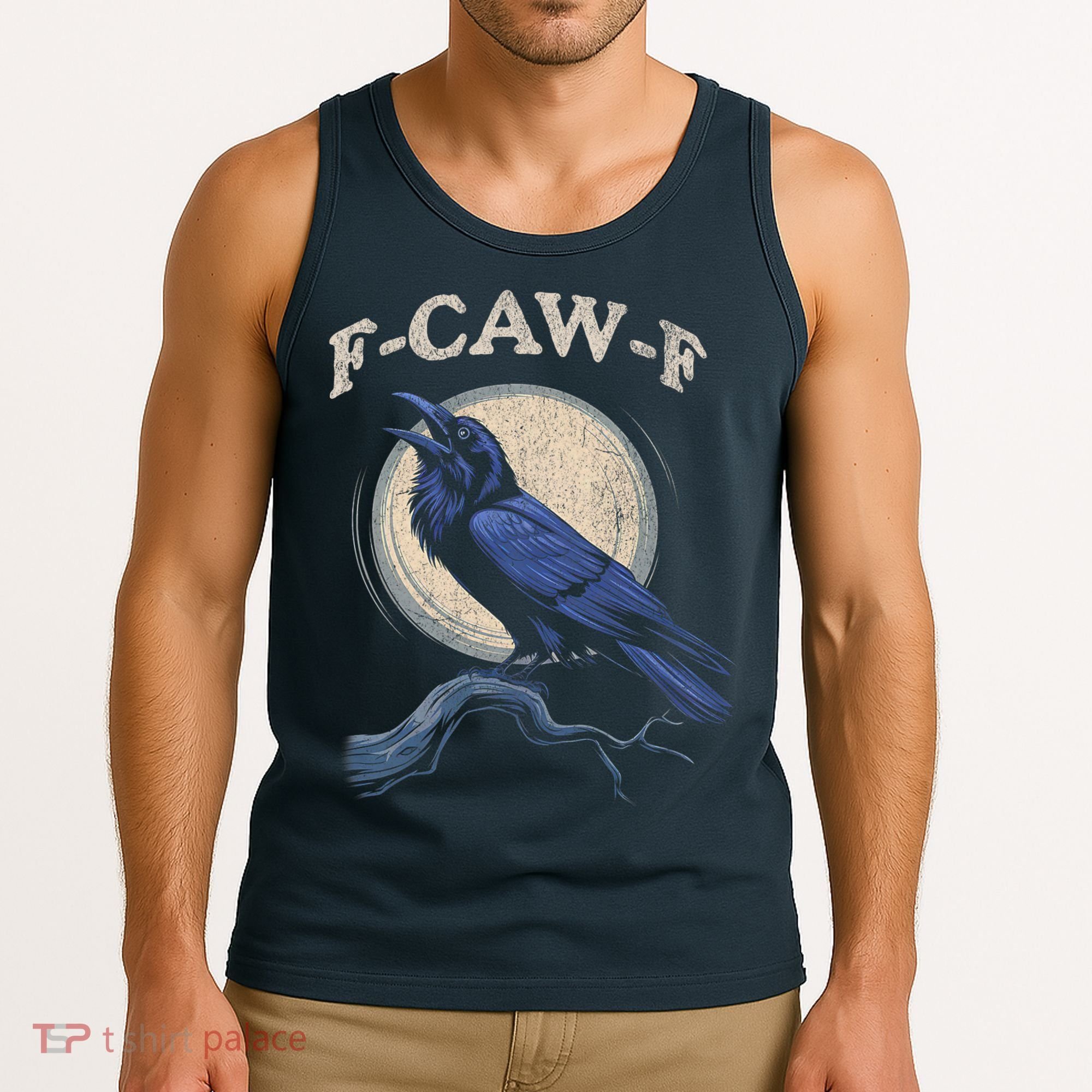 Black Crow F-Caw-F Funny Bird Moon Tank Top