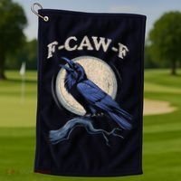 Black Crow F-Caw-F Funny Bird Moon Golf Towel thumb 1