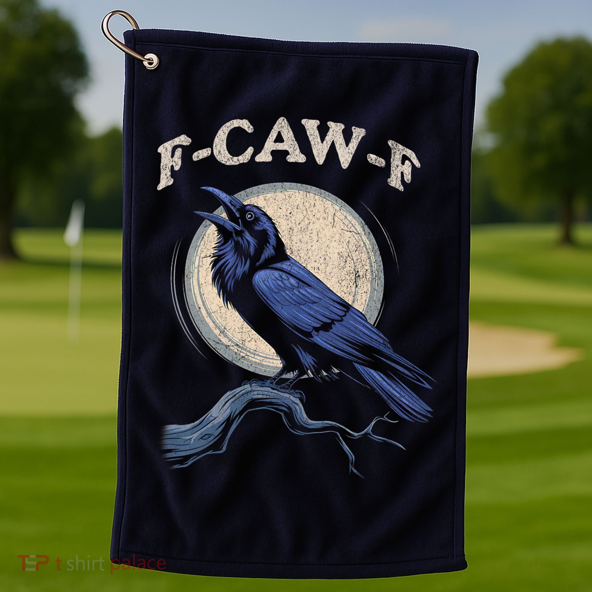 Black Crow F-Caw-F Funny Bird Moon Golf Towel