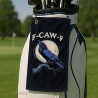 Black Crow F-Caw-F Funny Bird Moon Golf Towel thumb 2