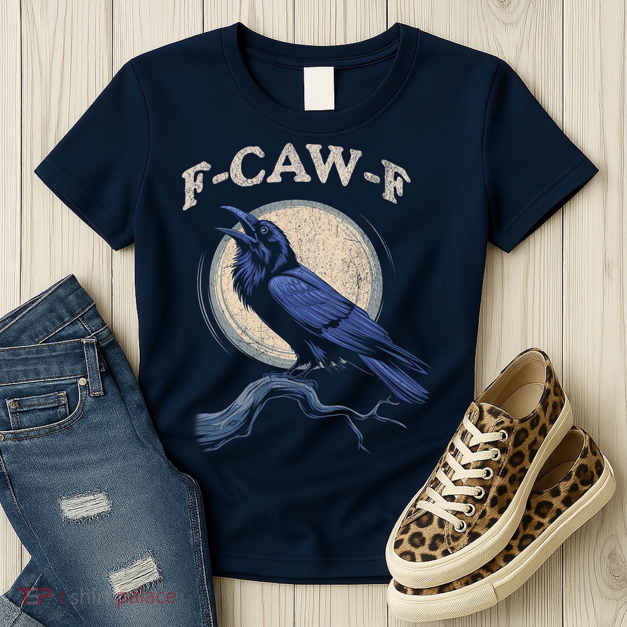 Black Crow F-Caw-F Funny Bird Moon Women's T-Shirt