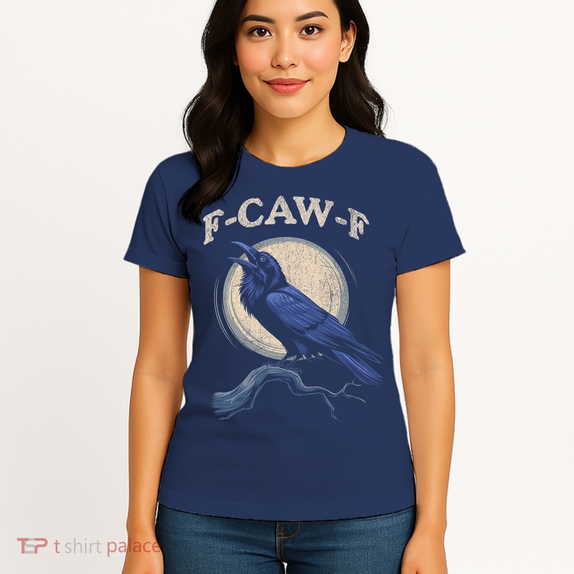 Black Crow F-Caw-F Funny Bird Moon Women's T-Shirt