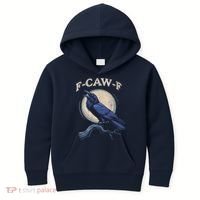 Black Crow F-Caw-F Funny Bird Moon Kids Hoodie thumb 0