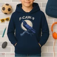 Black Crow F-Caw-F Funny Bird Moon Kids Hoodie thumb 2