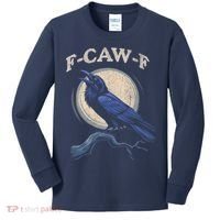 Black Crow F-Caw-F Funny Bird Moon Kids Long Sleeve Shirt thumb 0