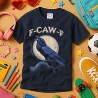 Black Crow F-Caw-F Funny Bird Moon Kids T-Shirt thumb 3