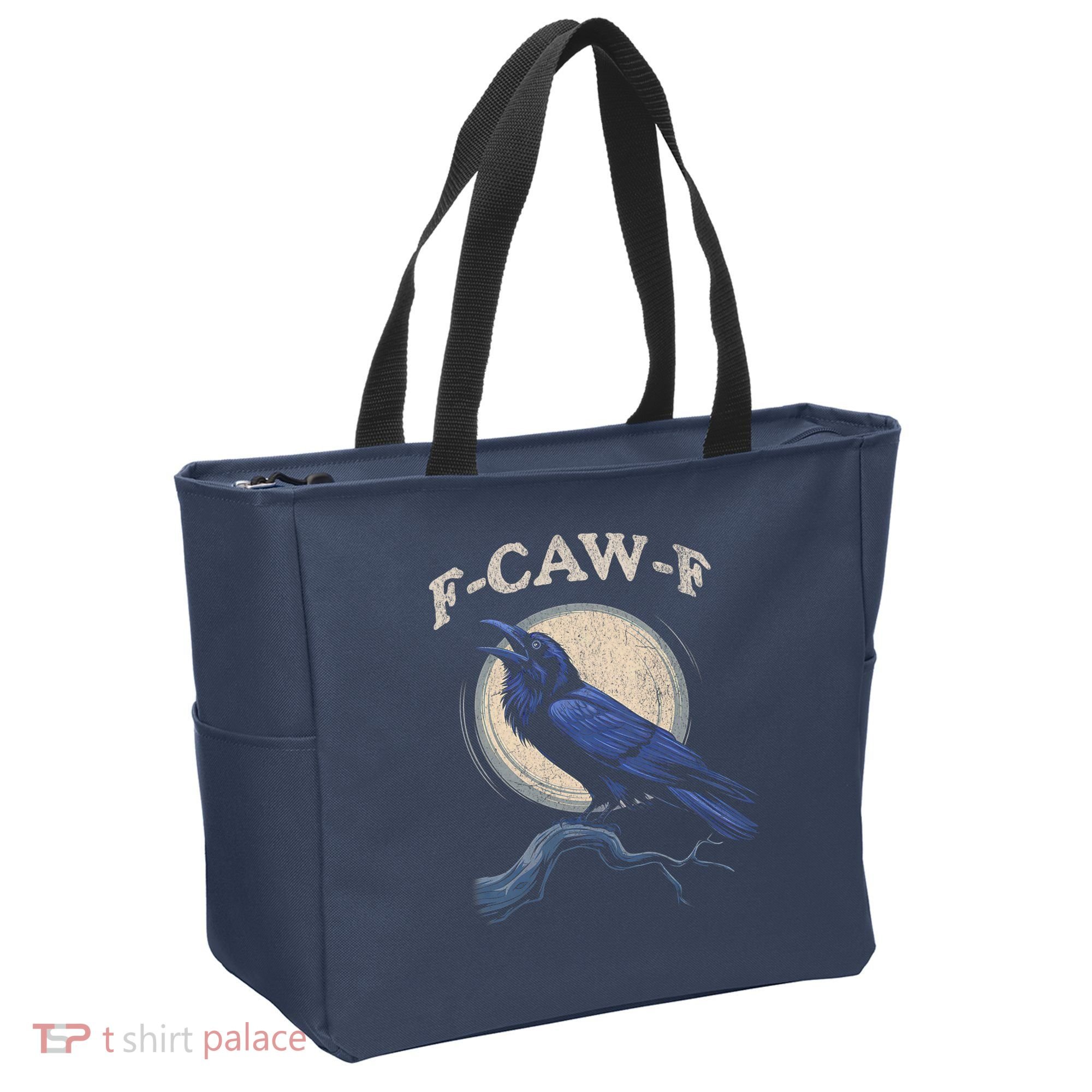 Black Crow F-Caw-F Funny Bird Moon Tote Bag
