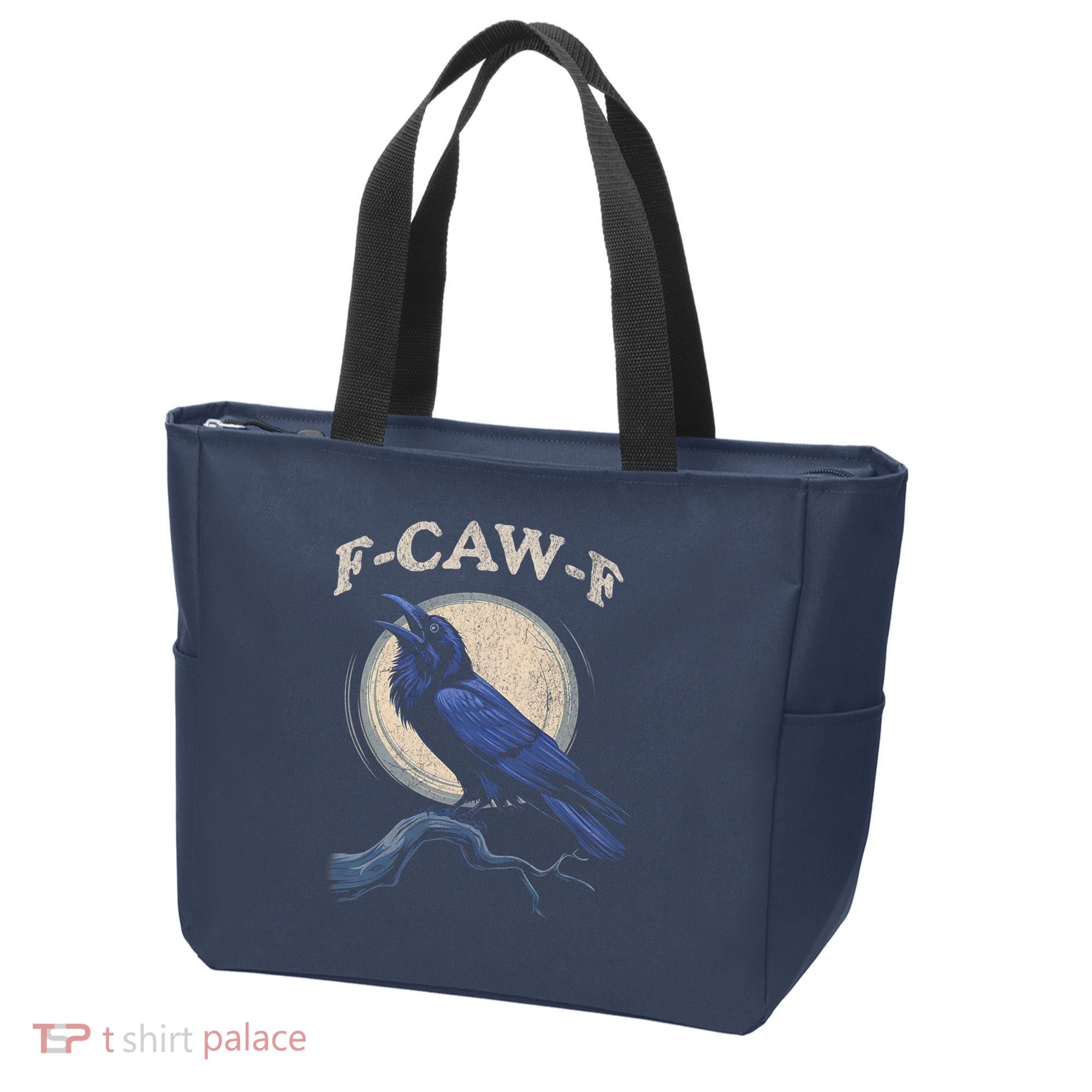 Black Crow F-Caw-F Funny Bird Moon Tote Bag