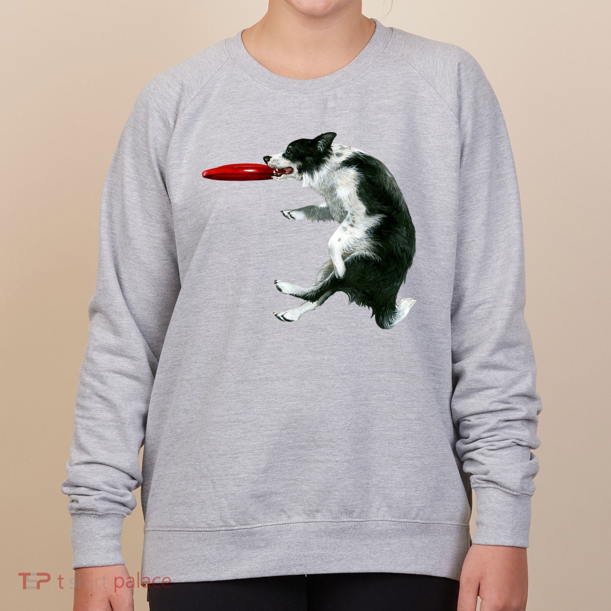 Border Collie Frisbee Graphic Sheepdog Print Gift Women's Sweatshirt