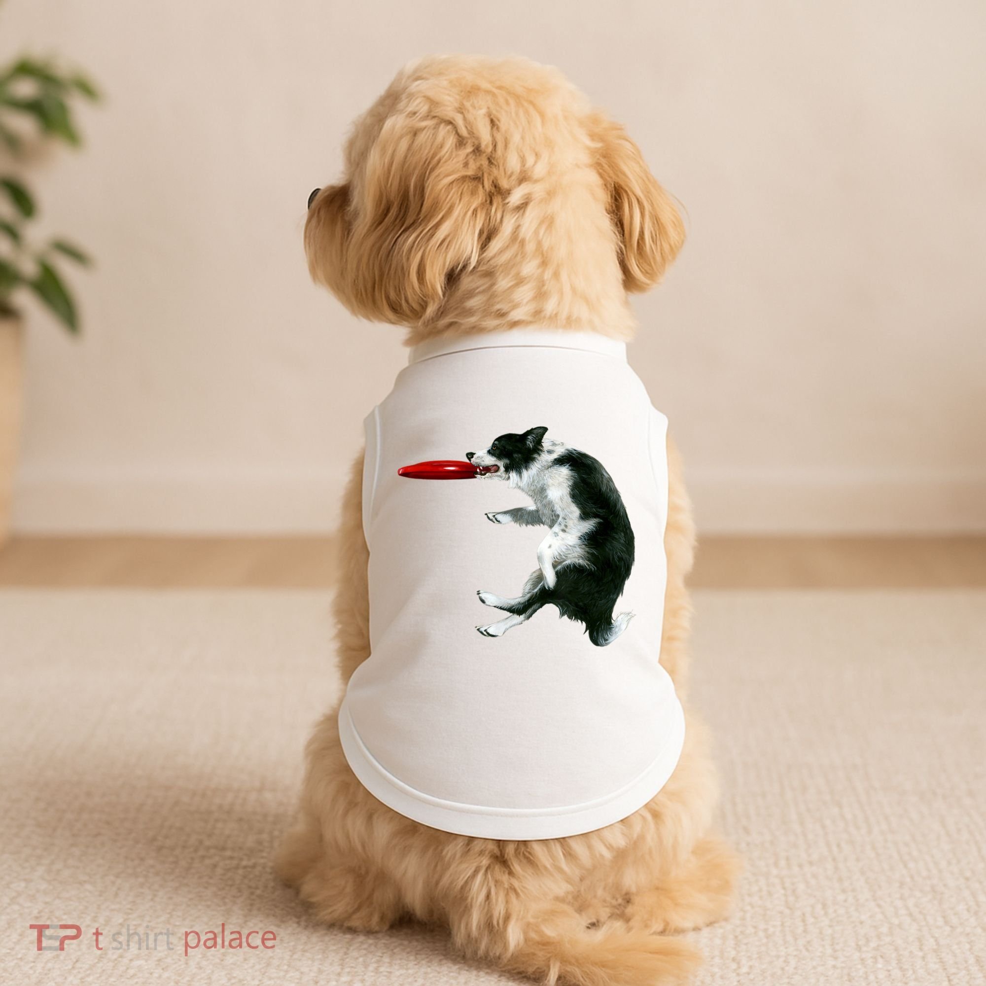 Border Collie Frisbee Graphic Sheepdog Print Gift Doggie Tank