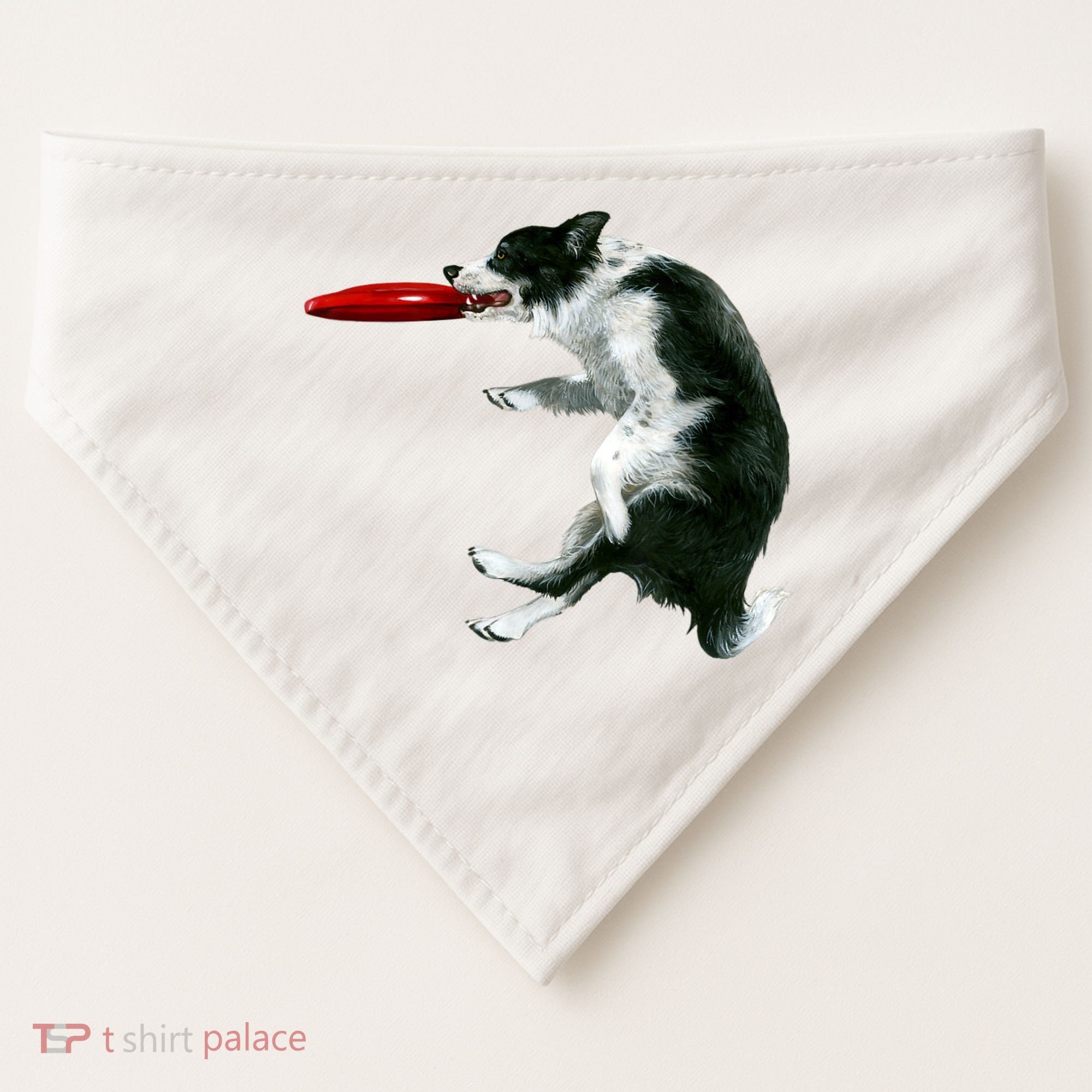 Border Collie Frisbee Graphic Sheepdog Print Gift USA-Made Doggie Bandana