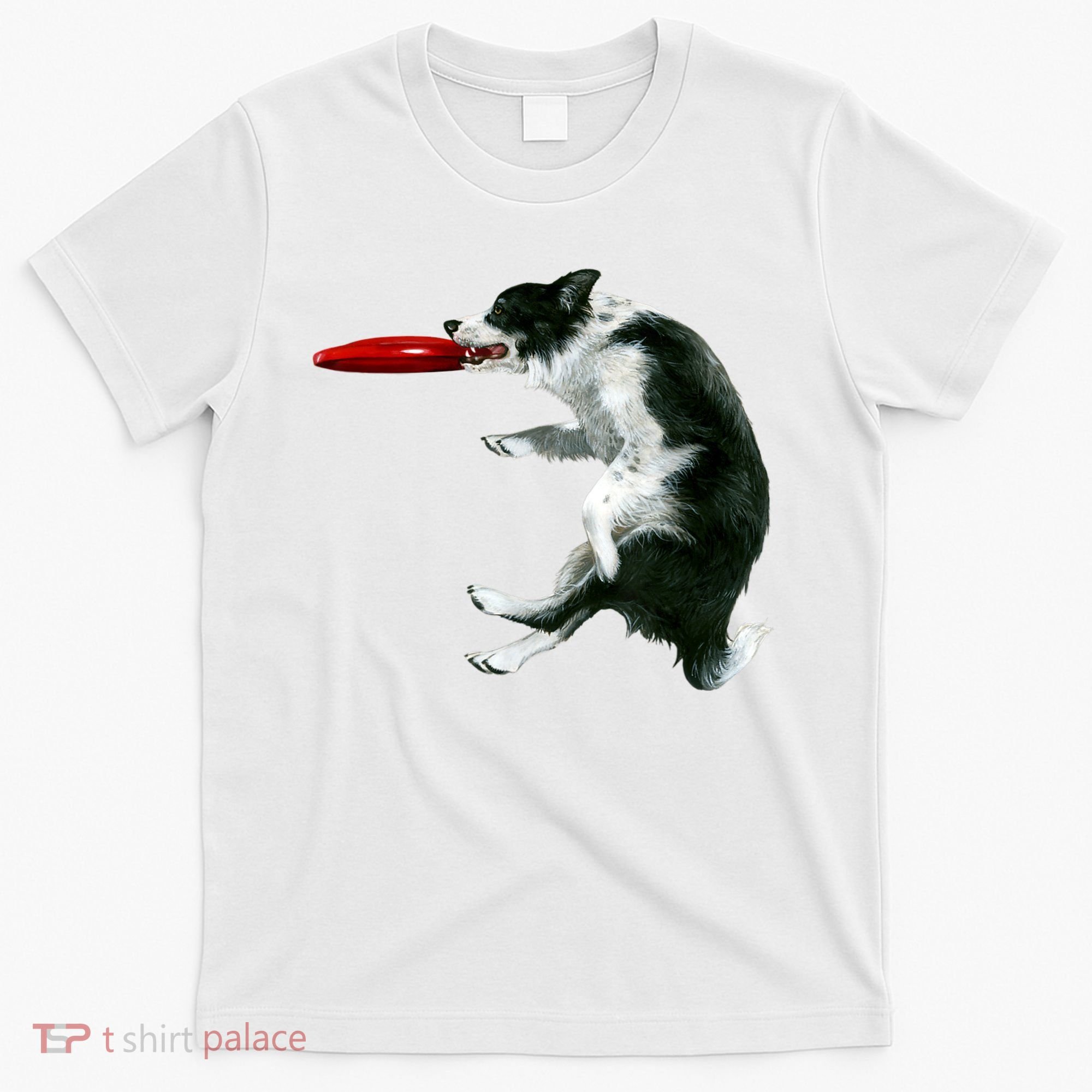 Border Collie Frisbee Graphic Sheepdog Print Gift T-Shirt