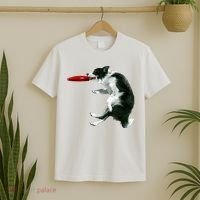 Border Collie Frisbee Graphic Sheepdog Print Gift T-Shirt thumb 2