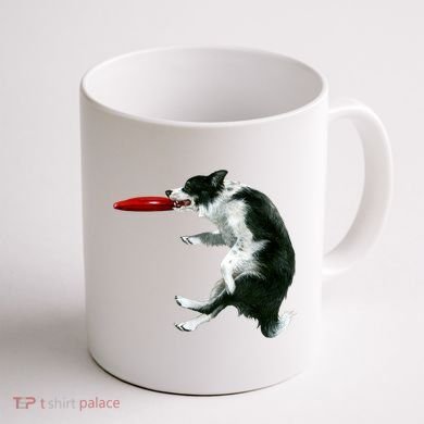 Border Collie Frisbee Graphic Sheepdog Print Gift Coffee Mug back