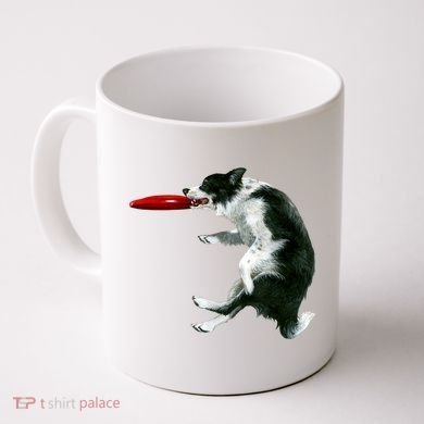 Border Collie Frisbee Graphic Sheepdog Print Gift Coffee Mug