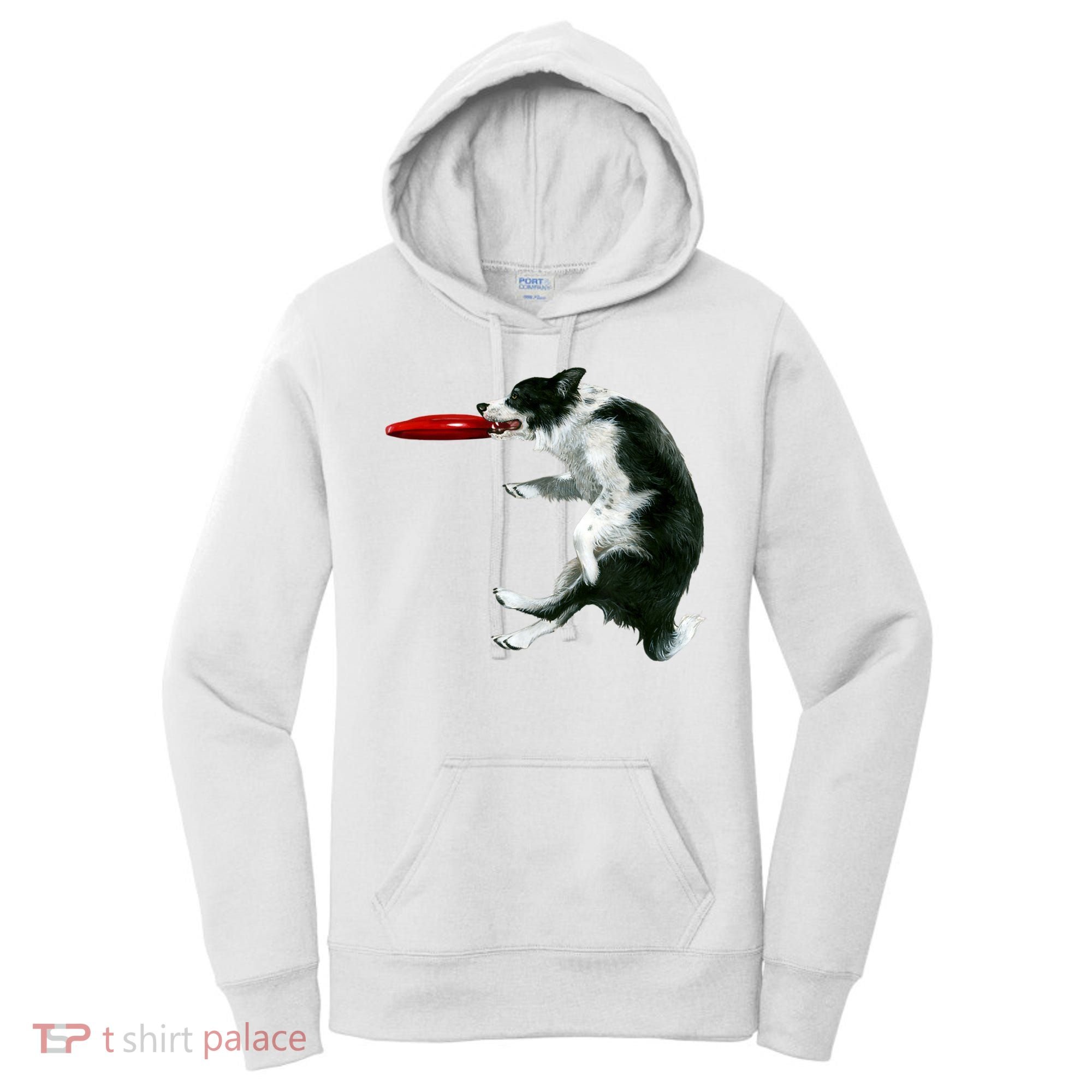 Border Collie Frisbee Graphic Sheepdog Print Gift Women's Hoodie