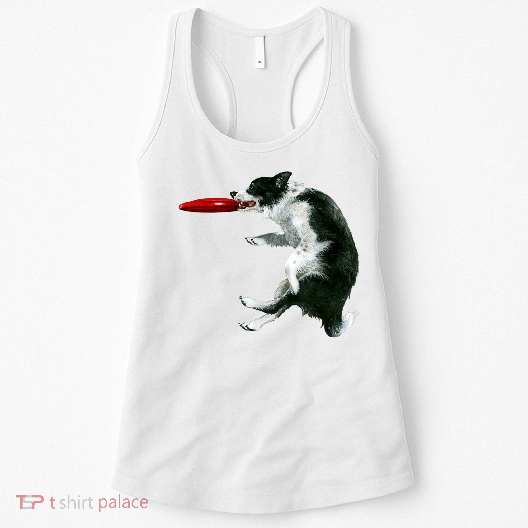 Border Collie Frisbee Graphic Sheepdog Print Gift Women's Tank Top