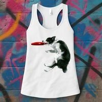 Border Collie Frisbee Graphic Sheepdog Print Gift Women's Tank Top thumb 3