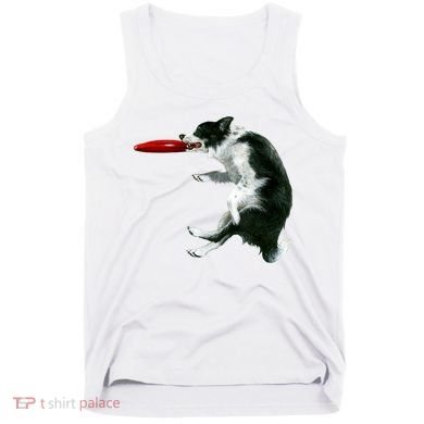 Border Collie Frisbee Graphic Sheepdog Print Gift Tank Top