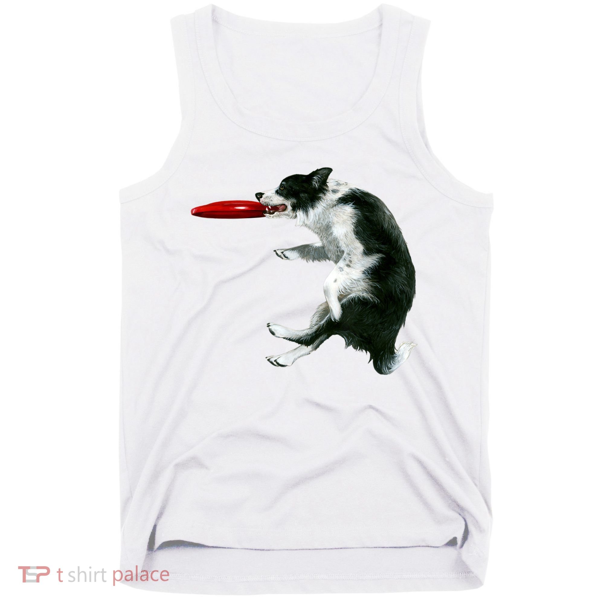 Border Collie Frisbee Graphic Sheepdog Print Gift Tank Top