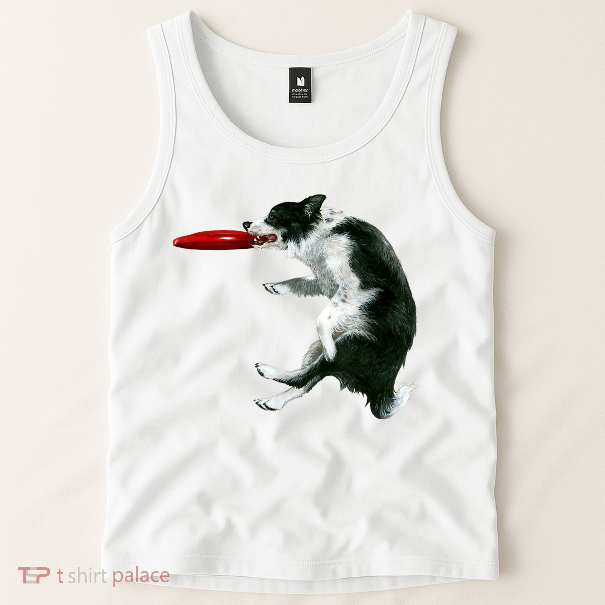Border Collie Frisbee Graphic Sheepdog Print Gift Tank Top