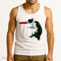 Border Collie Frisbee Graphic Sheepdog Print Gift Tank Top thumb 3