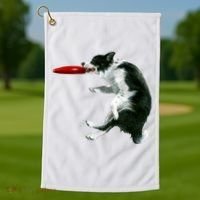 Border Collie Frisbee Graphic Sheepdog Print Gift Golf Towel thumb 1