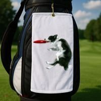 Border Collie Frisbee Graphic Sheepdog Print Gift Golf Towel thumb 2