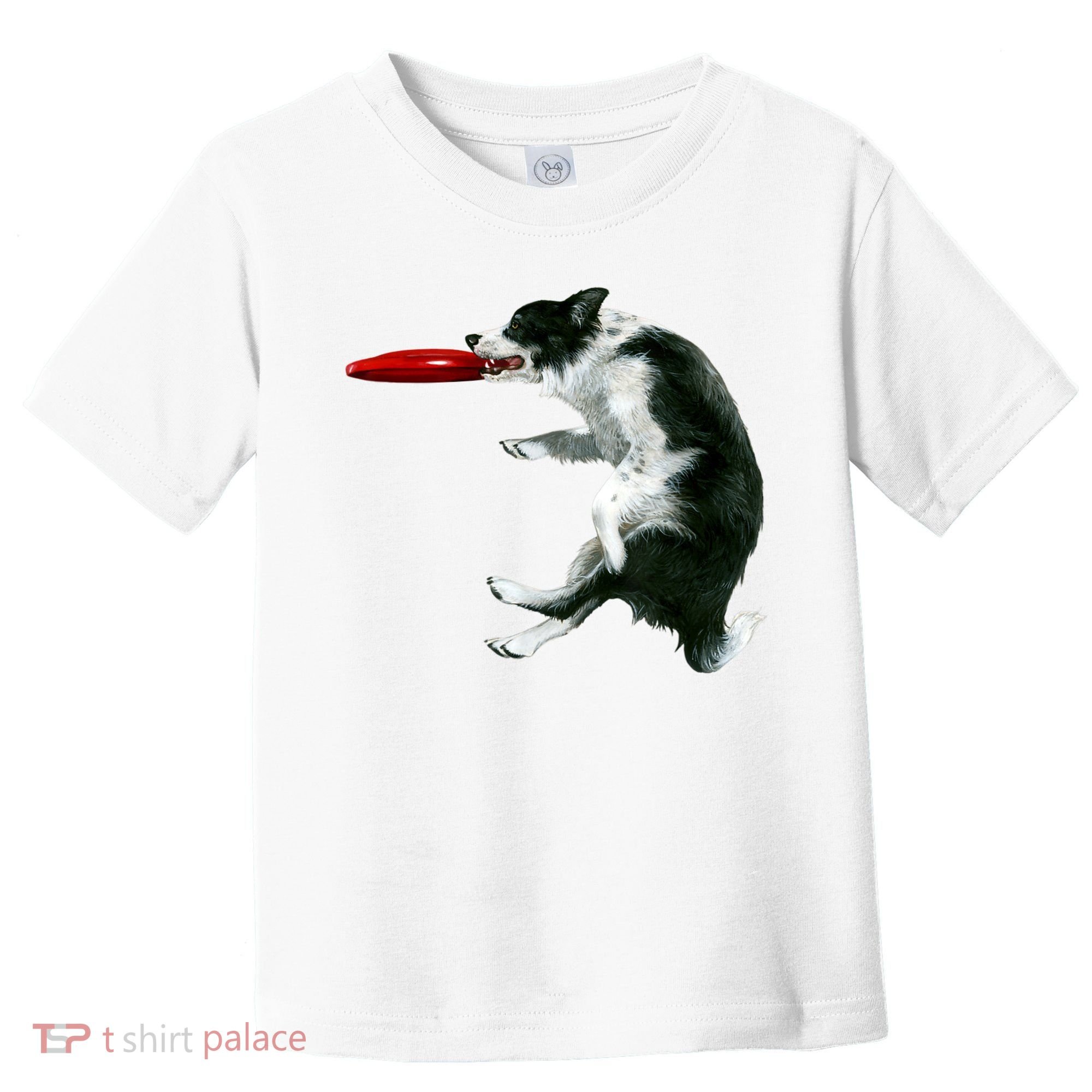Border Collie Frisbee Graphic Sheepdog Print Gift Toddler T-Shirt