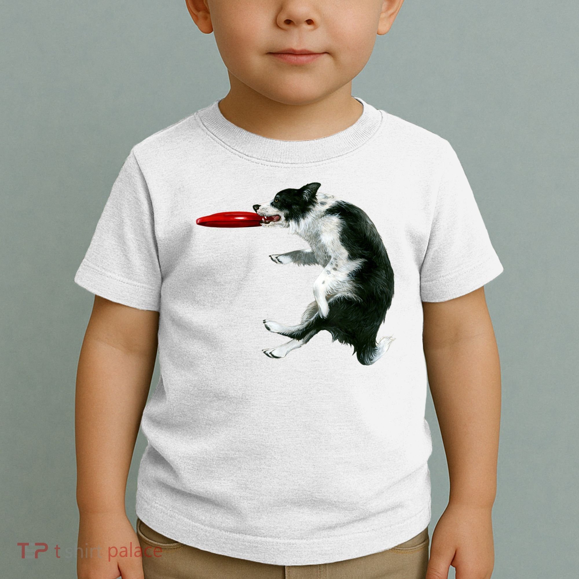 Border Collie Frisbee Graphic Sheepdog Print Gift Toddler T-Shirt
