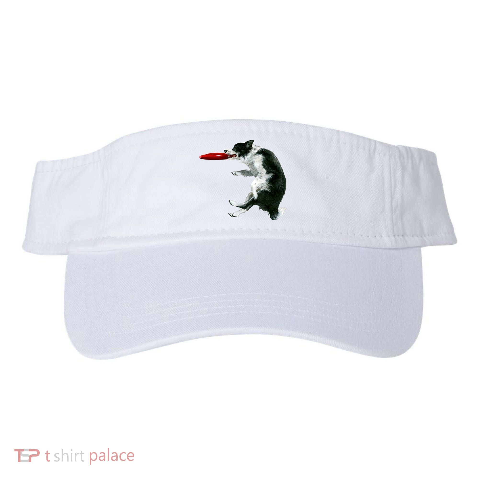 Border Collie Frisbee Graphic Sheepdog Print Gift Visor