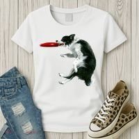 Border Collie Frisbee Graphic Sheepdog Print Gift Women's T-Shirt thumb 3