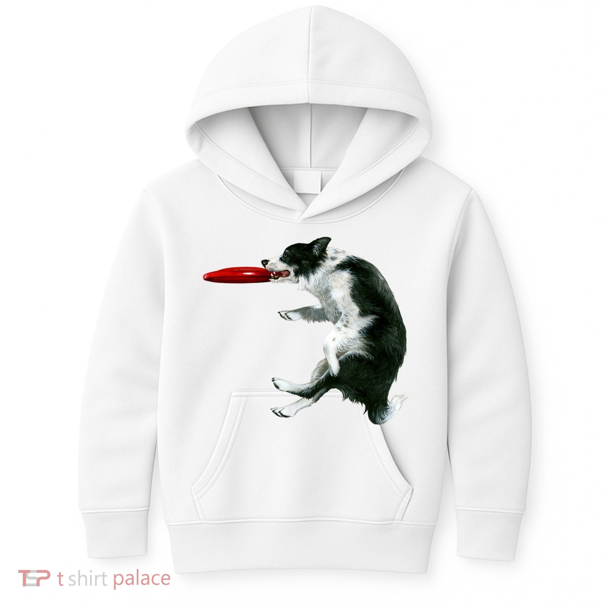 Border Collie Frisbee Graphic Sheepdog Print Gift Kids Hoodie