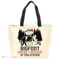 Bigfoot Camping Funny Bigfoot Doesn't Believe In You Either Tote Bag thumb 0