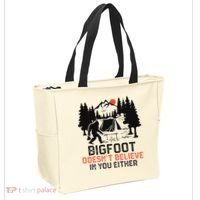 Bigfoot Camping Funny Bigfoot Doesn't Believe In You Either Tote Bag thumb 2
