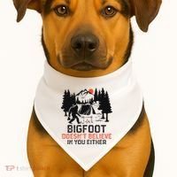 Bigfoot Camping Funny Bigfoot Doesn't Believe In You Either USA-Made Doggie Bandana thumb 1