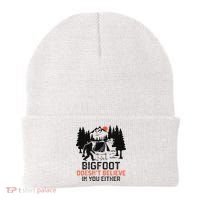 Bigfoot Camping Funny Bigfoot Doesn't Believe In You Either Beanie thumb 0