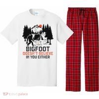 Bigfoot Camping Funny Bigfoot Doesn't Believe In You Either Pajama Set thumb 0