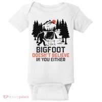 Bigfoot Camping Funny Bigfoot Doesn't Believe In You Either Baby Bodysuit thumb 0