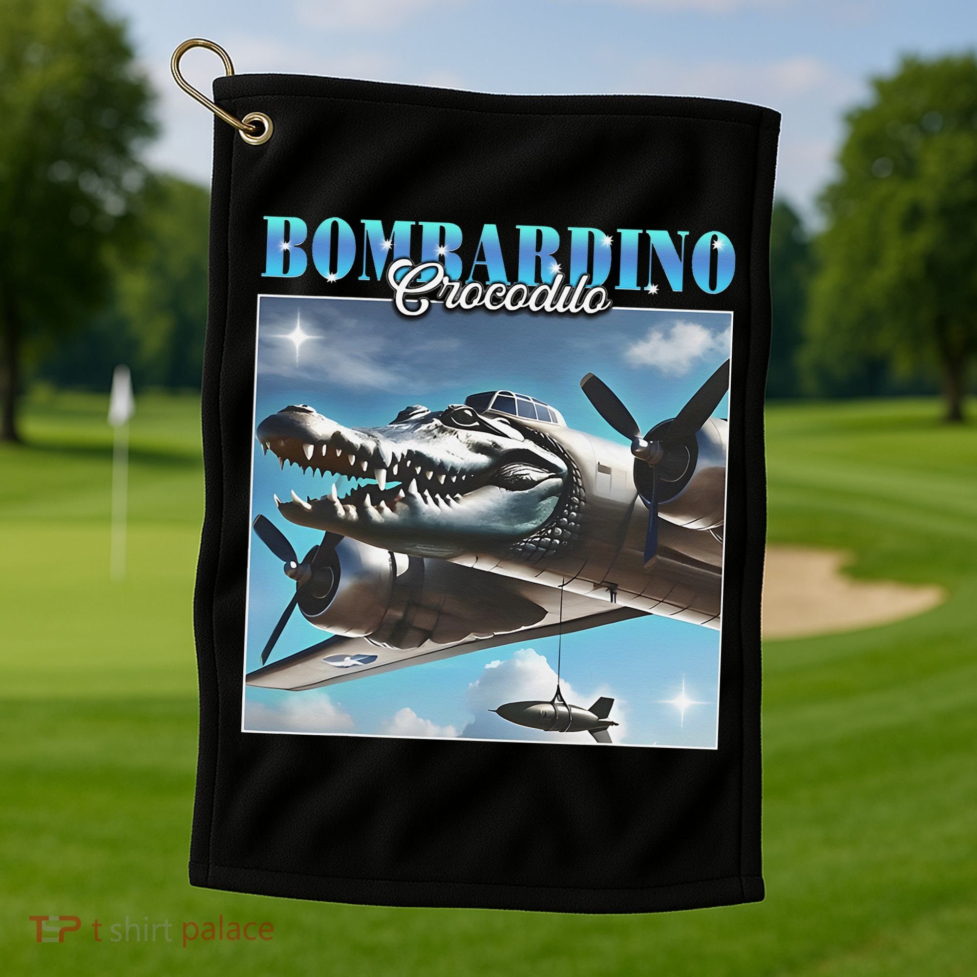 Bombardiro Crocodillo Funny Italian Brainrot Meme Humor Gen Golf Towel
