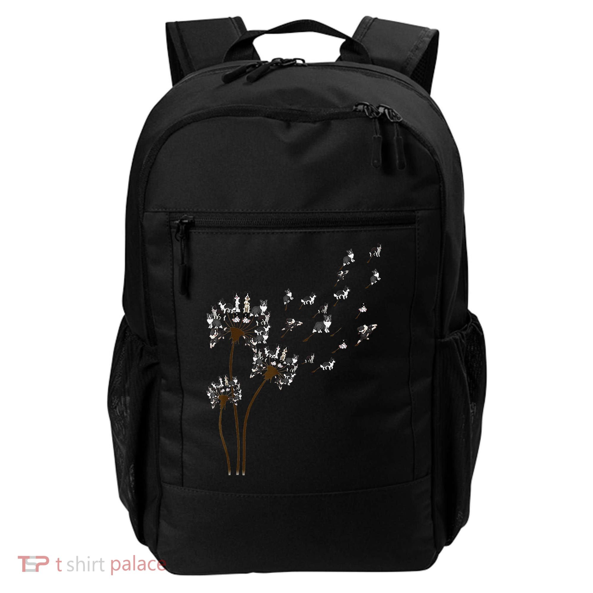 Border Collie Flower Fly Dandelion Funny Dog Backpack