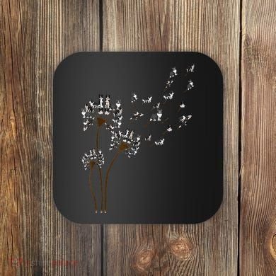 Border Collie Flower Fly Dandelion Funny Dog Coaster