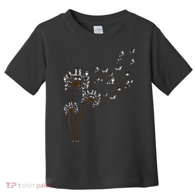 Border Collie Flower Fly Dandelion Funny Dog Toddler T-Shirt