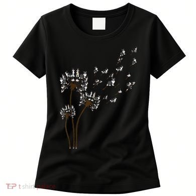 Border Collie Flower Fly Dandelion Funny Dog Women's T-Shirt