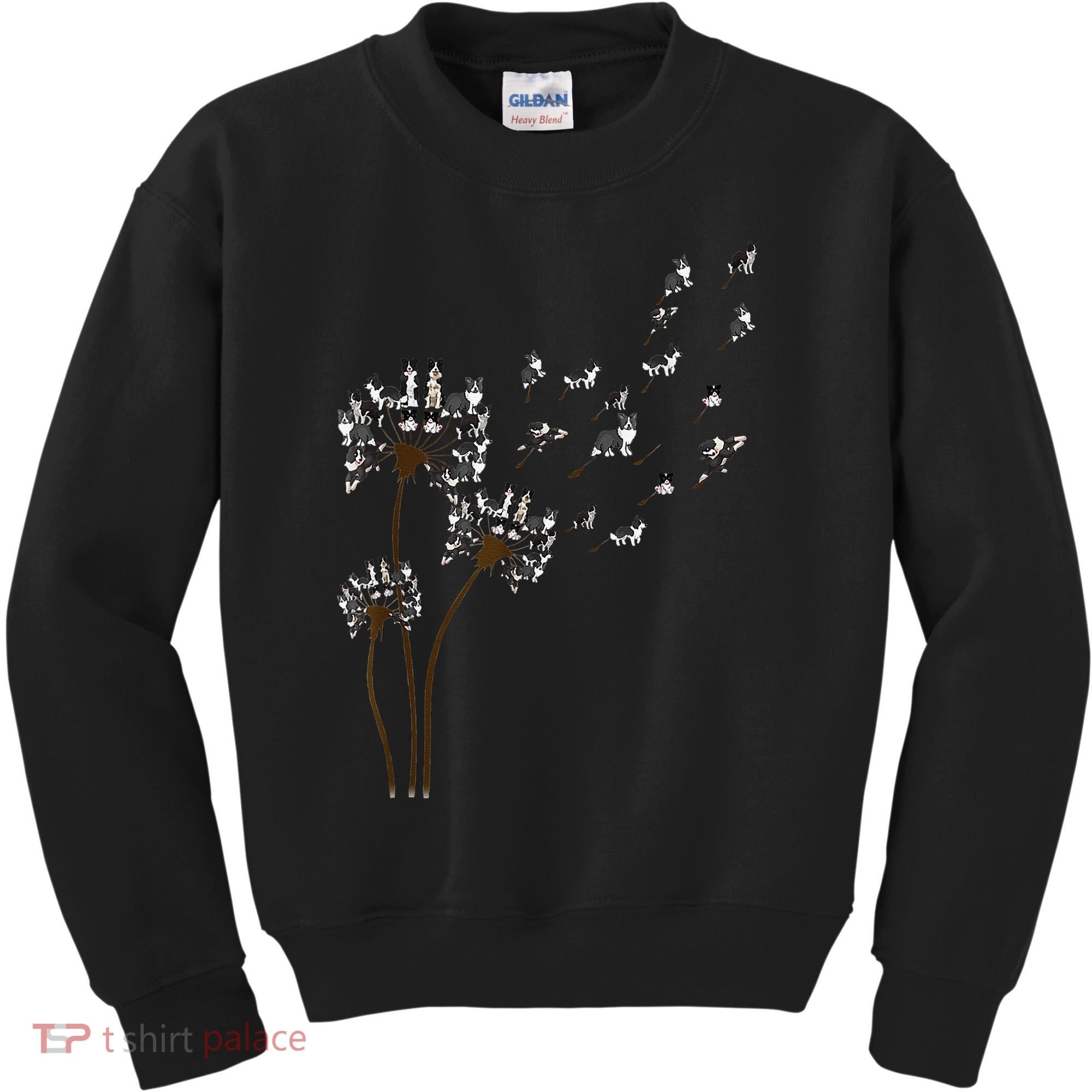 Border Collie Flower Fly Dandelion Funny Dog Kids Sweatshirt